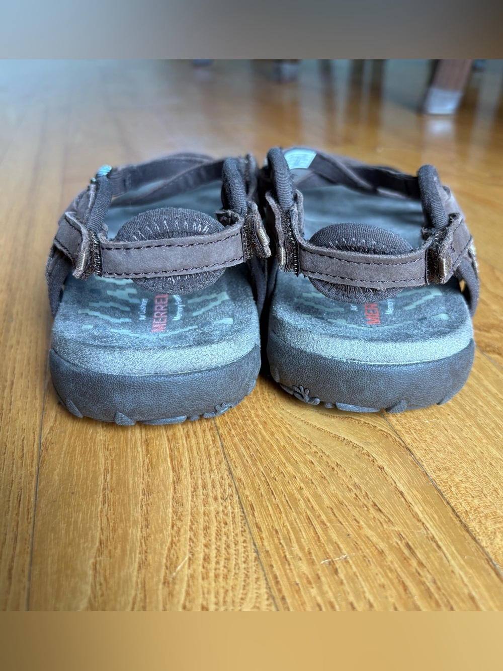Merrell Terran Lattice II sandals Dark Earth Brown Beige leather Women Size 9 40 - Picture 11 of 11